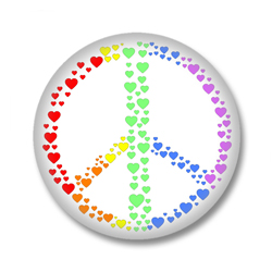 Peacezeichen aus Herzchen Button