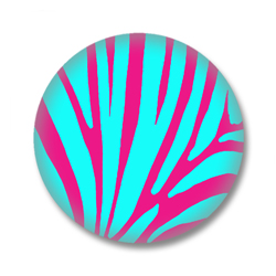 Animal Print Button Badge - Pinkes/Türkises Zebrafell
