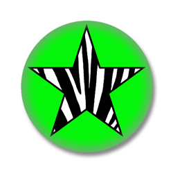 Animal Print Button Badge Stern mit Zebrafellmuster Grün