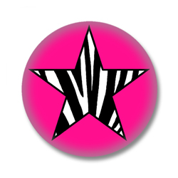 Animal Print Button Badge Stern mit Zebrafellmuster Pink