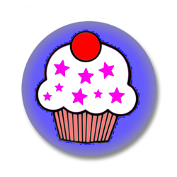 Blauer Cupcake Button