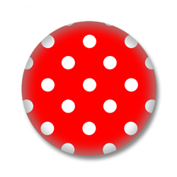 50s Style Polka Dots Button - Weiss Rot