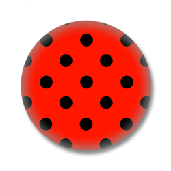 50s Style Polka Dots Button - Schwarz Rot