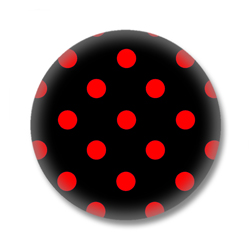 Polka Dots Button - Rote Punkte auf Schwarz