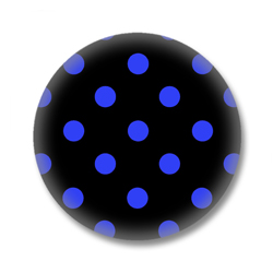 Polka Dots Button - Blaue Punkte auf Schwarz