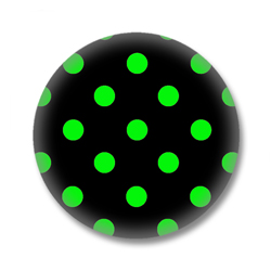 Polka Dots Button - Grüne Punkte auf Schwarz