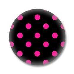 Polka Dots Button - Pinke Punkte auf Schwarz