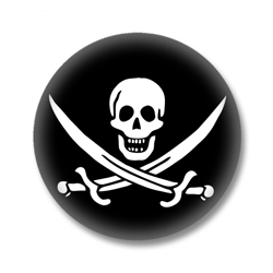 Piratenflagge mit Schwertern Button Badge / Ansteckbutton