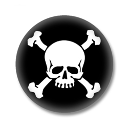 Piratenflagge gekreuzte Knochen Button Badge / Ansteckbutton