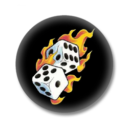 Button Badge / Ansteckbutton - Brennende Würfel