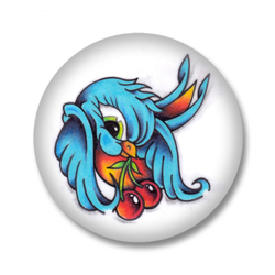 Blaue Schwalbe Button Badge / Rockabilly Ansteckbutton