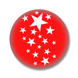 Roter Button Badge mit weissen Sternchen