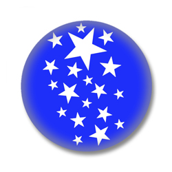 Blauer Button Badge mit weissen Sternchen