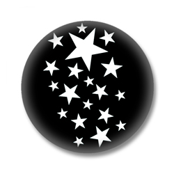 Schwarzer Button Badge mit weissen Sternchen
