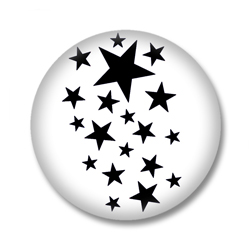 Weisser Button Badge mit schwarzen Sternchen