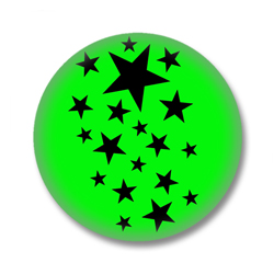 Grüner Button Badge mit schwarzen Sternchen