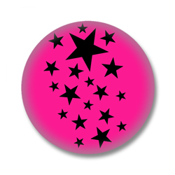 Pinker Button Badge mit schwarzen Sternchen
