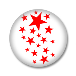 Weisser Button Badge mit roten Sternchen