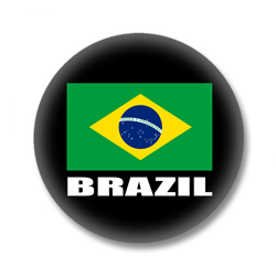 Brasilien Button — Brasilien Flagge auf schwarzem Hintergrund