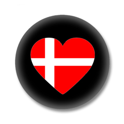 Dänemark Button - Flagge als Herz