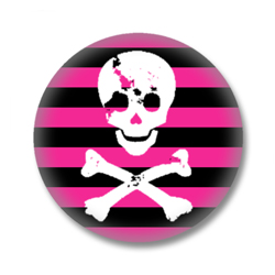 Button im Emo Style | Skull and Bones Pink
