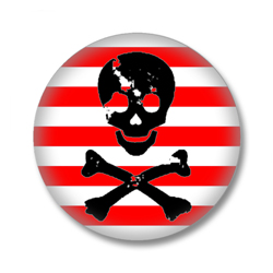 Button im Emo Style | Skull and Bones Rot