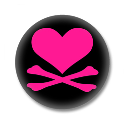 Button im Emo Style | Heart and Bones Pink