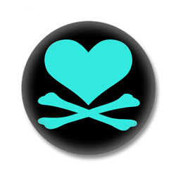 Button im Emo Style | Heart and Bones Türkis