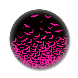 Button im Emo Style | Pinke Fledermäuse
