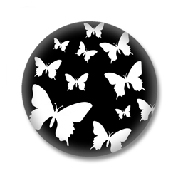 Button im Emo Style | Schmetterlinge Schwarz-Weiss