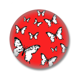 Button im Emo Style | Schmetterlinge Weiss-Rot