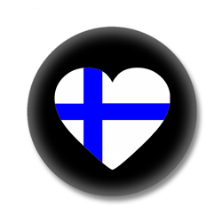 Finnland Button - Flagge als Herz