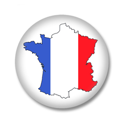 Frankreich Button — Silhouette Frankreichs auf weißem Grund