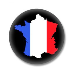 Frankreich Button — Silhouette Frankreichs auf schwarzem Grund