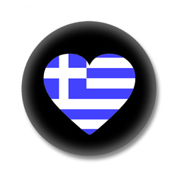 Griechenland Button - Flagge als Herz