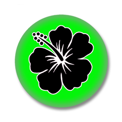 Hibiskus Button Badge / Ansteckbutton - Grün