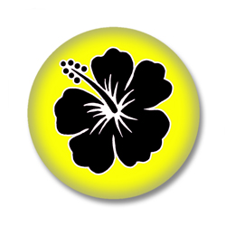 Hibiskus Button Badge / Ansteckbutton - Gelb