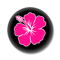 Pinker Hibiskus Button Badge / Ansteckbutton