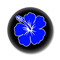 Blauer Hibiskus Button Badge / Ansteckbutton