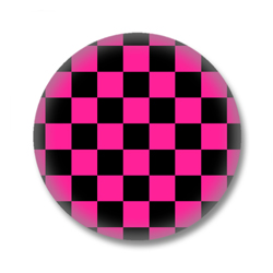 Pink Schwarz karierter Button Badge / Ansteckbutton
