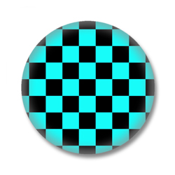 Türkis Schwarz karierter Button Badge / Ansteckbutton