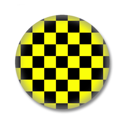 Gelb Schwarz karierter Button Badge / Ansteckbutton