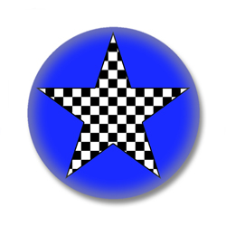 Karierter Stern Button Badge / Ansteckbutton - Blau