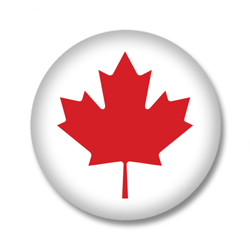 Kanada Button — Rotes Ahornblatt auf weißem Grund
