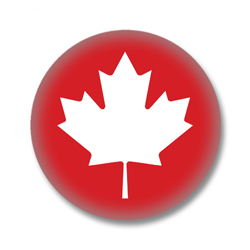 Kanada Button — Weißes Ahornblatt auf rotem Grund