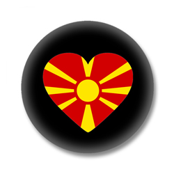 Mazedonien Button - Flagge als Herz