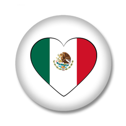 Mexiko Button — Flagge von Mexiko in Herzform