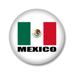 Mexiko Button — Mexikanische Flagge auf weißem Hintergrund