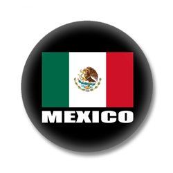 Mexiko Button — Mexikanische Flagge auf schwarzem Hintergrund