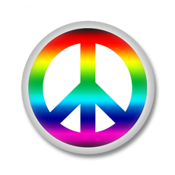 Button mit Motiv - Regenbogen Peacezeichen